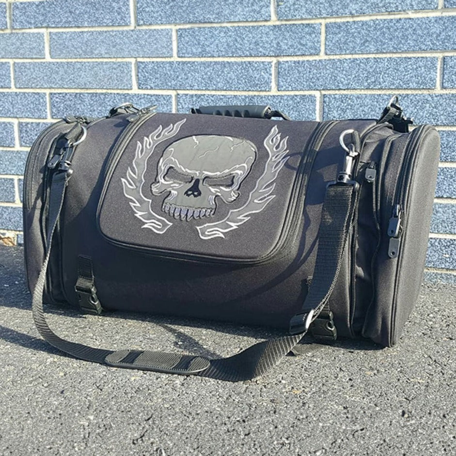 Skull Embroidered Travel Duffle Bag