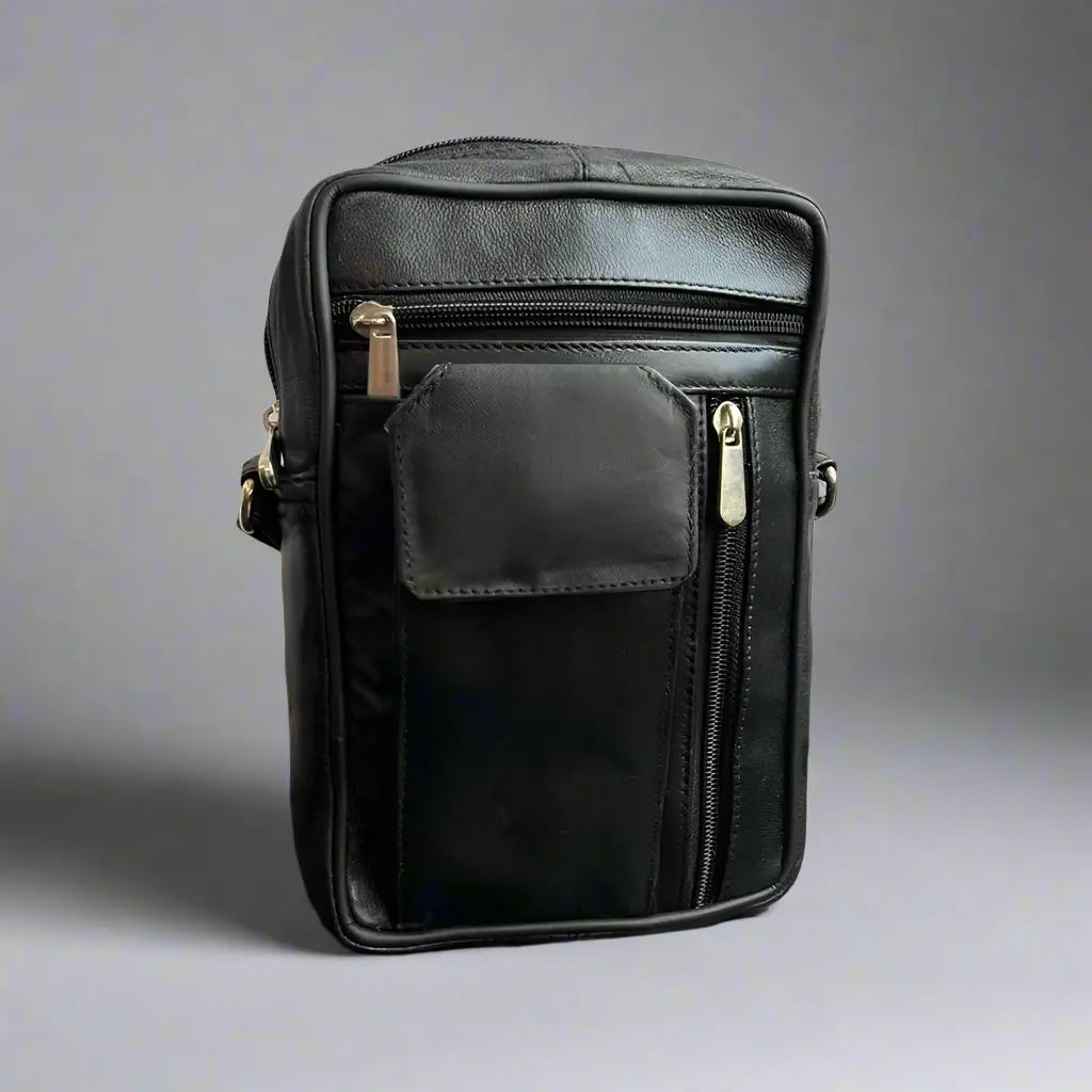 Small Messenger Bag with a Front Compartment Black