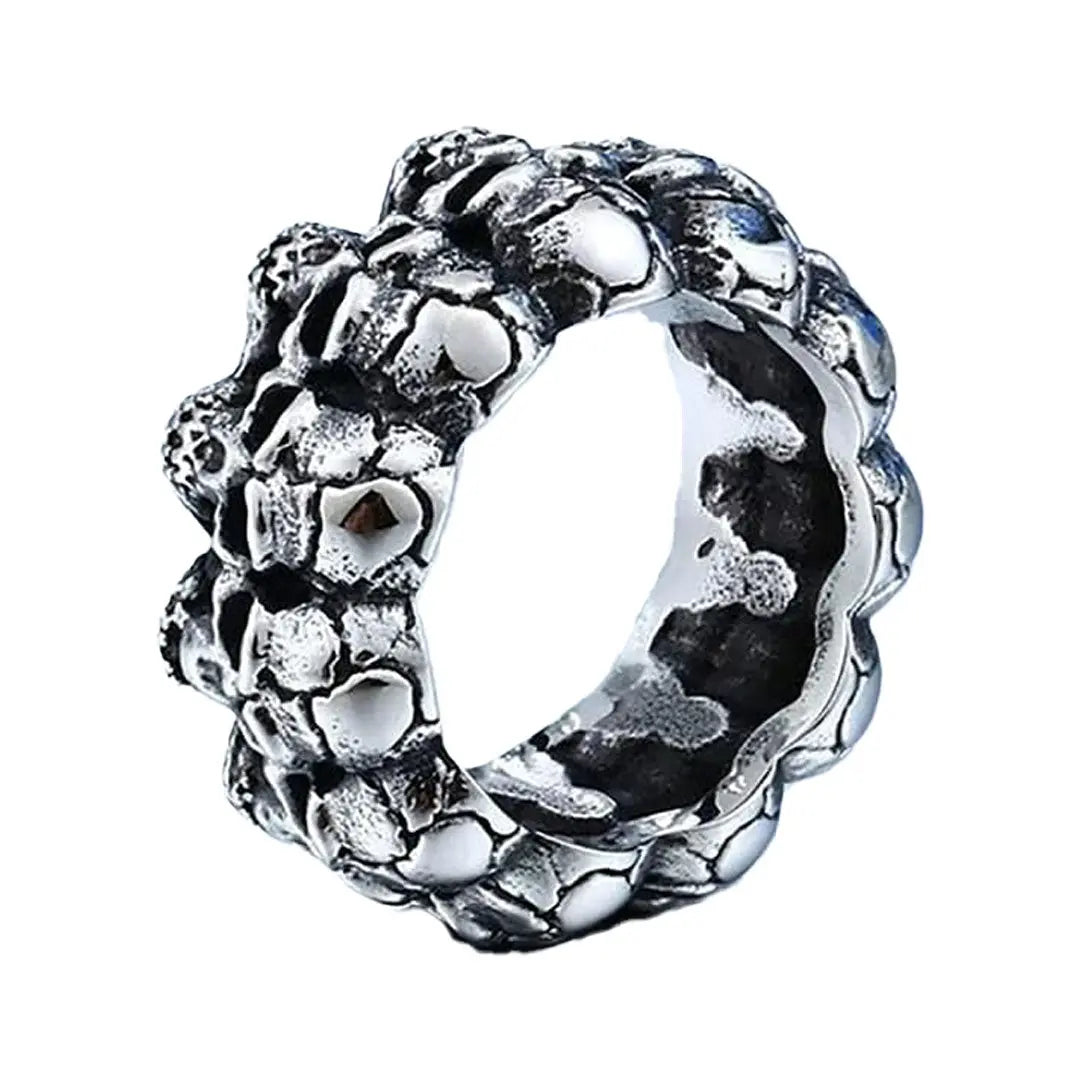 SteelTime Men's Stainless Steel Gothic Vintage Biker Skeleton Head Ring Men's Jewelry Boutique of Leathers/Open Road