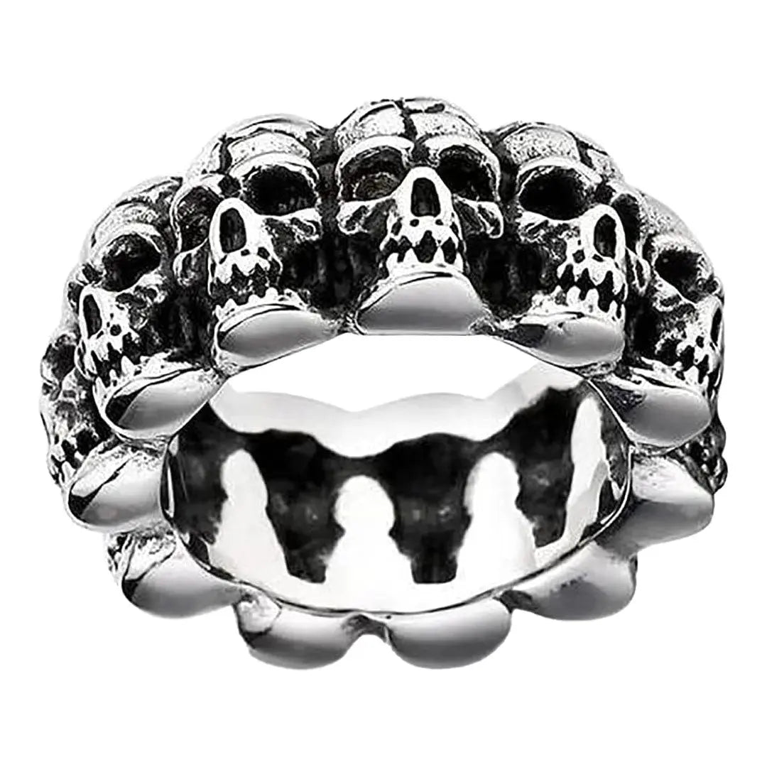 SteelTime Men's Stainless Steel Gothic Vintage Biker Skeleton Head Ring Men's Jewelry Boutique of Leathers/Open Road