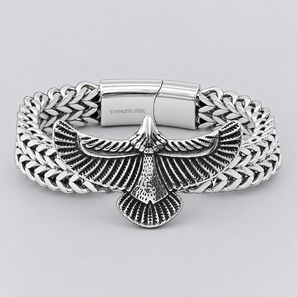 Steeltime 2 Row Wheat Chain Eagle Bracelet - Boutique of Leathers/Open Road