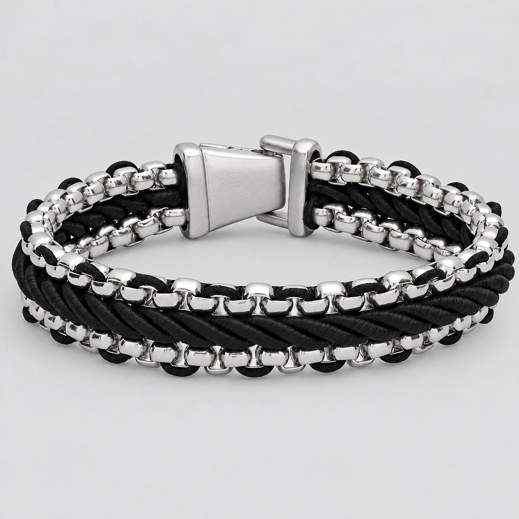 Steeltime Black Cord Twist Bracelet - Boutique of Leathers/Open Road