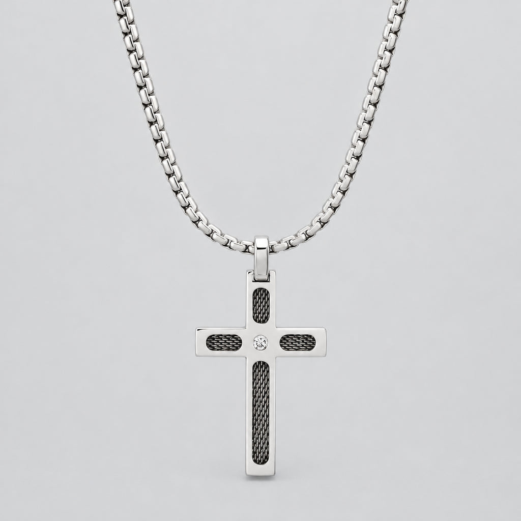 Steeltime Diamond Cross Pendant - Boutique of Leathers/Open Road