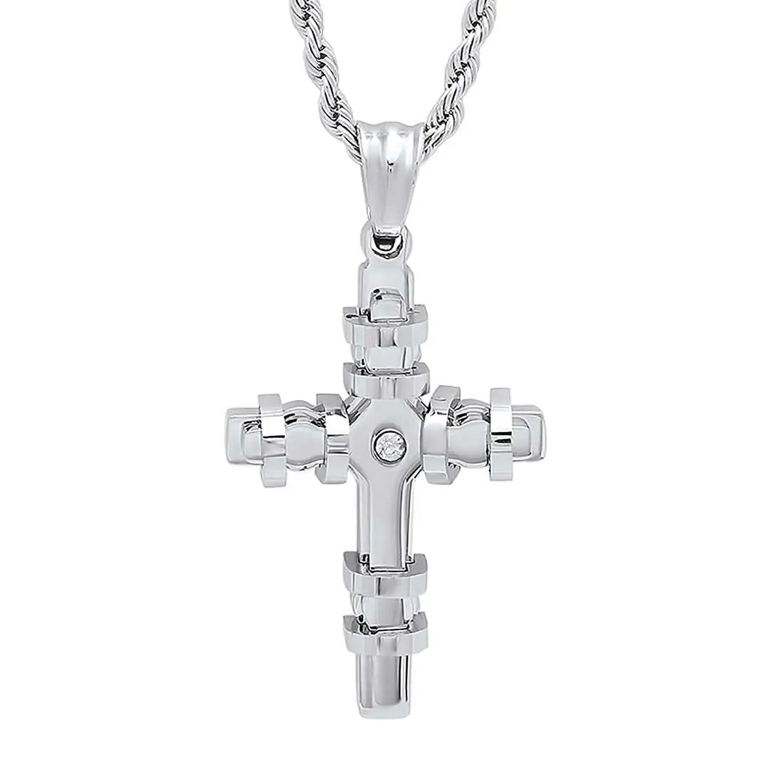 Steeltime Encased Cross Pendant Necklace - Boutique of Leathers/Open Road