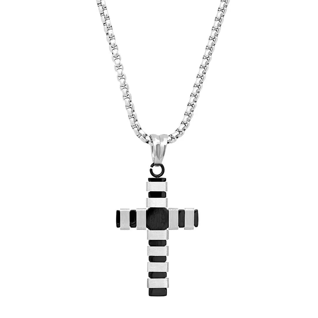 Steeltime Striped Cross Pendant Necklace Boutique of Leathers/Open