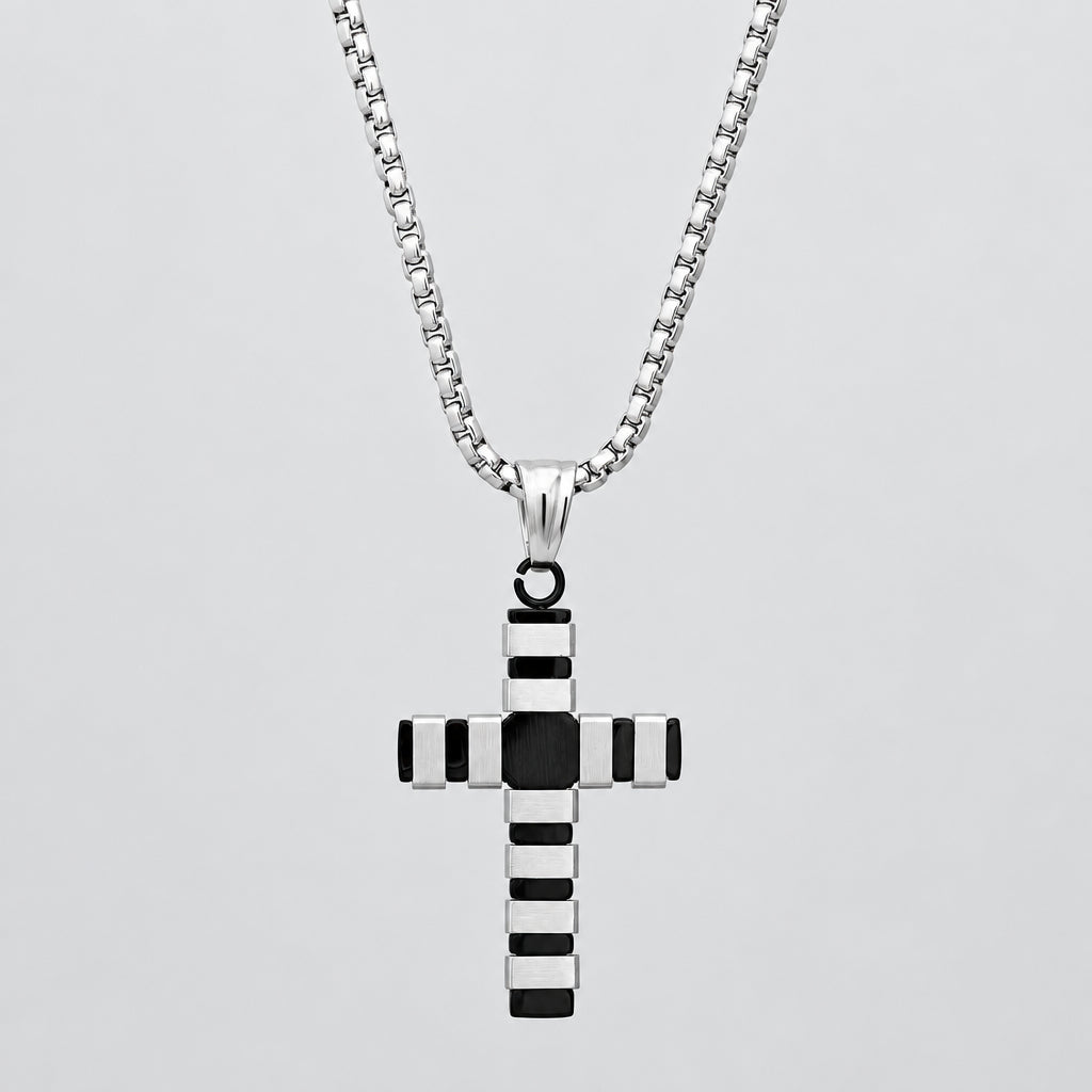 Steeltime Striped Cross Pendant Necklace - Boutique of Leathers/Open Road
