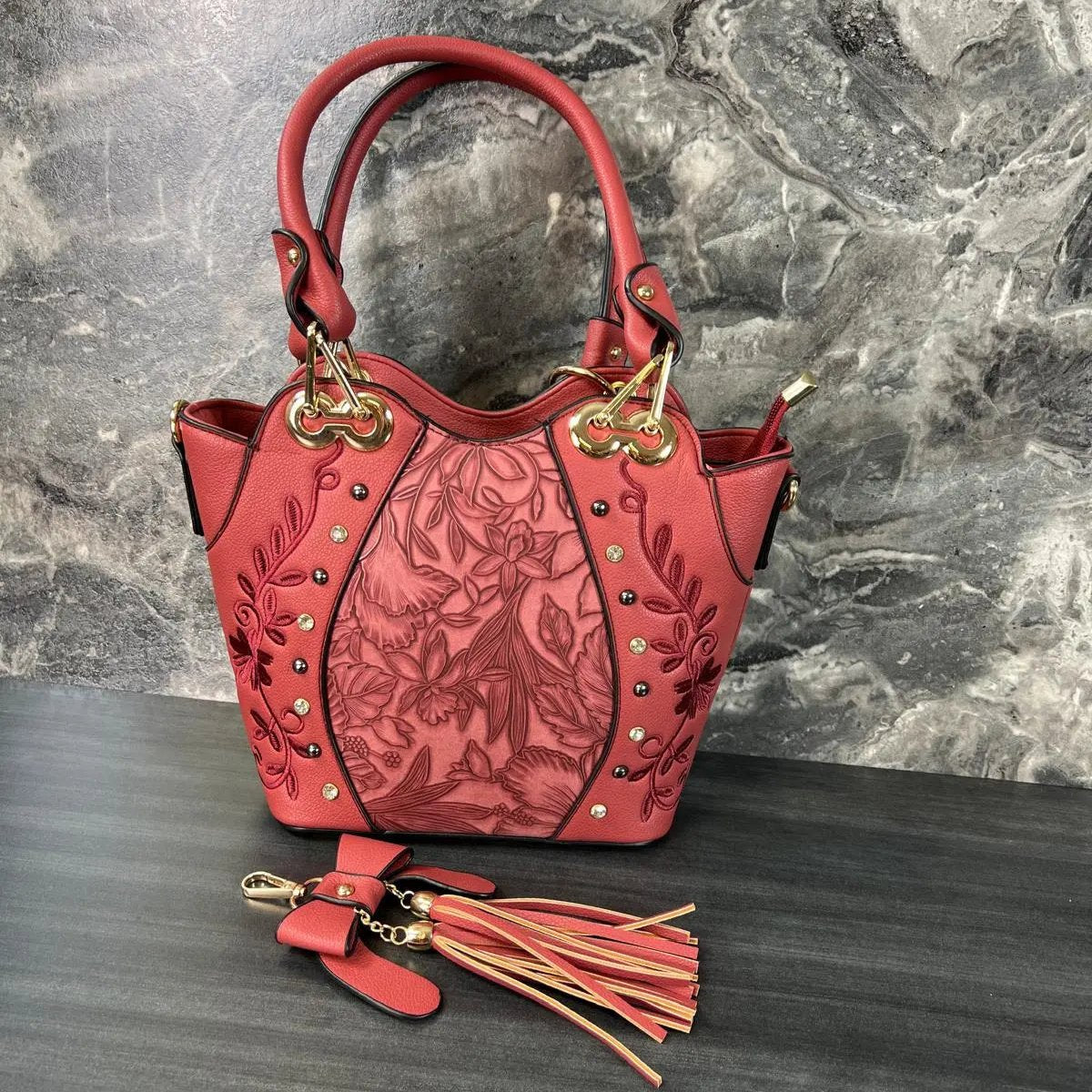 Temptation Italy Beaded Flower Leather Handbag Handbags & Purses Boutique of Leathers/Open Road