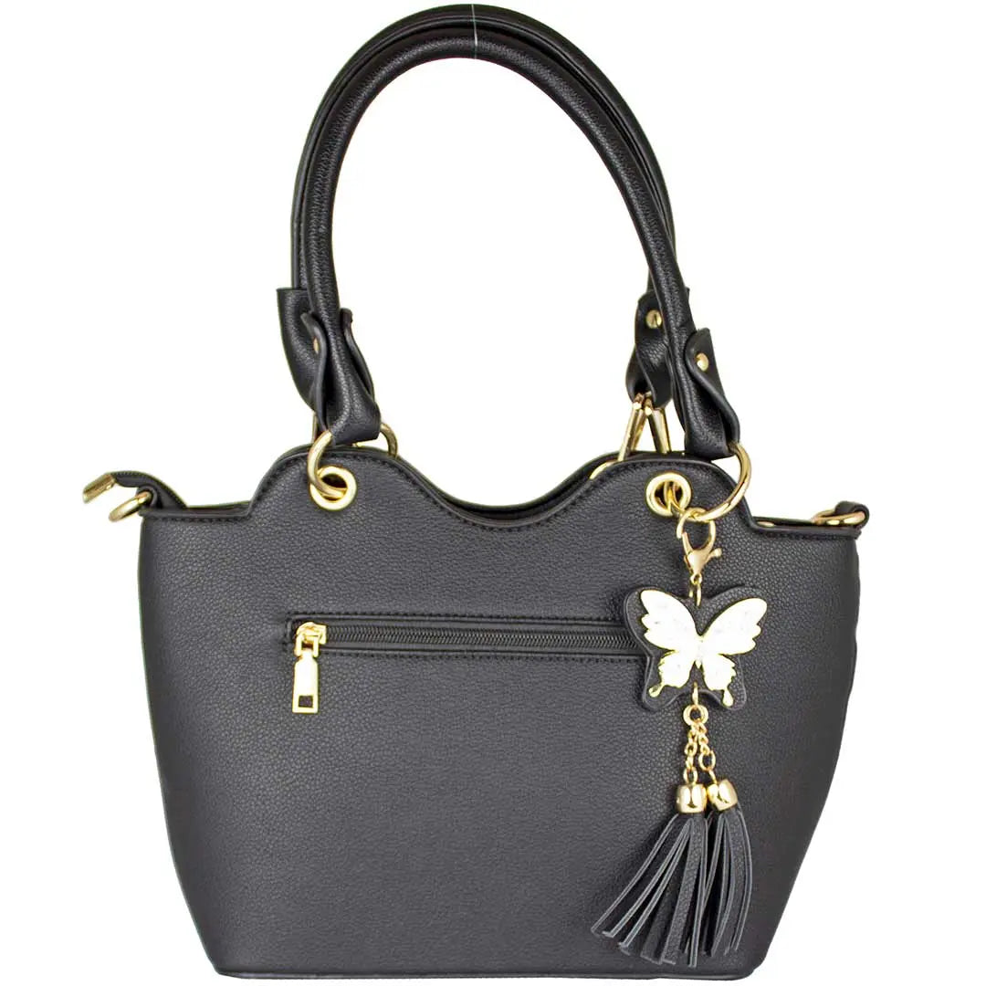 Temptation Italy Butterfly Embroidered Two Handle Satchel - Boutique of Leathers/Open Road