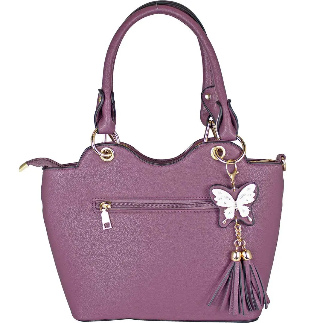 Temptation Italy Butterfly Embroidered Two Handle Satchel - Boutique of Leathers/Open Road