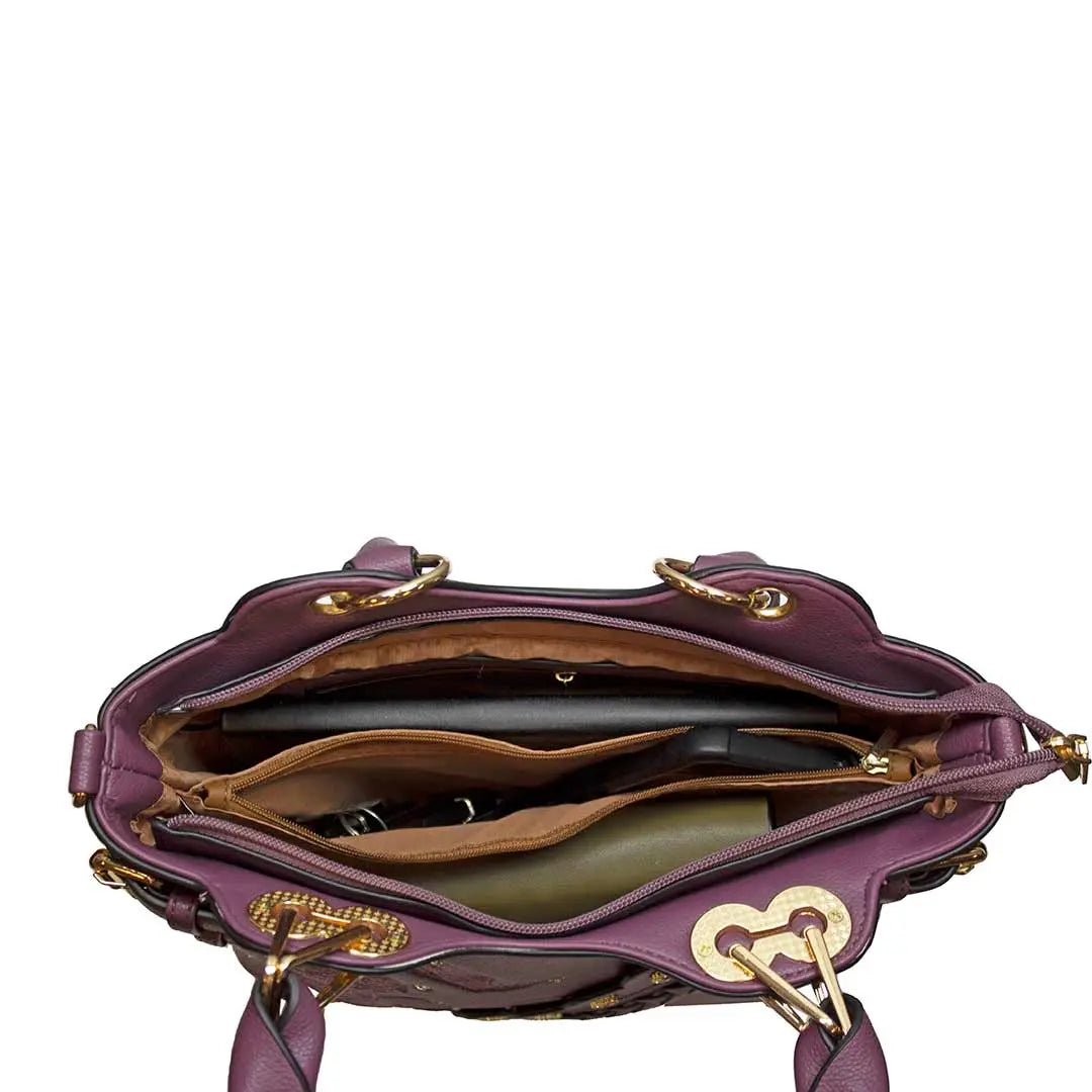 Temptation Italy Butterfly Embroidered Two Handle Satchel - Boutique of Leathers/Open Road