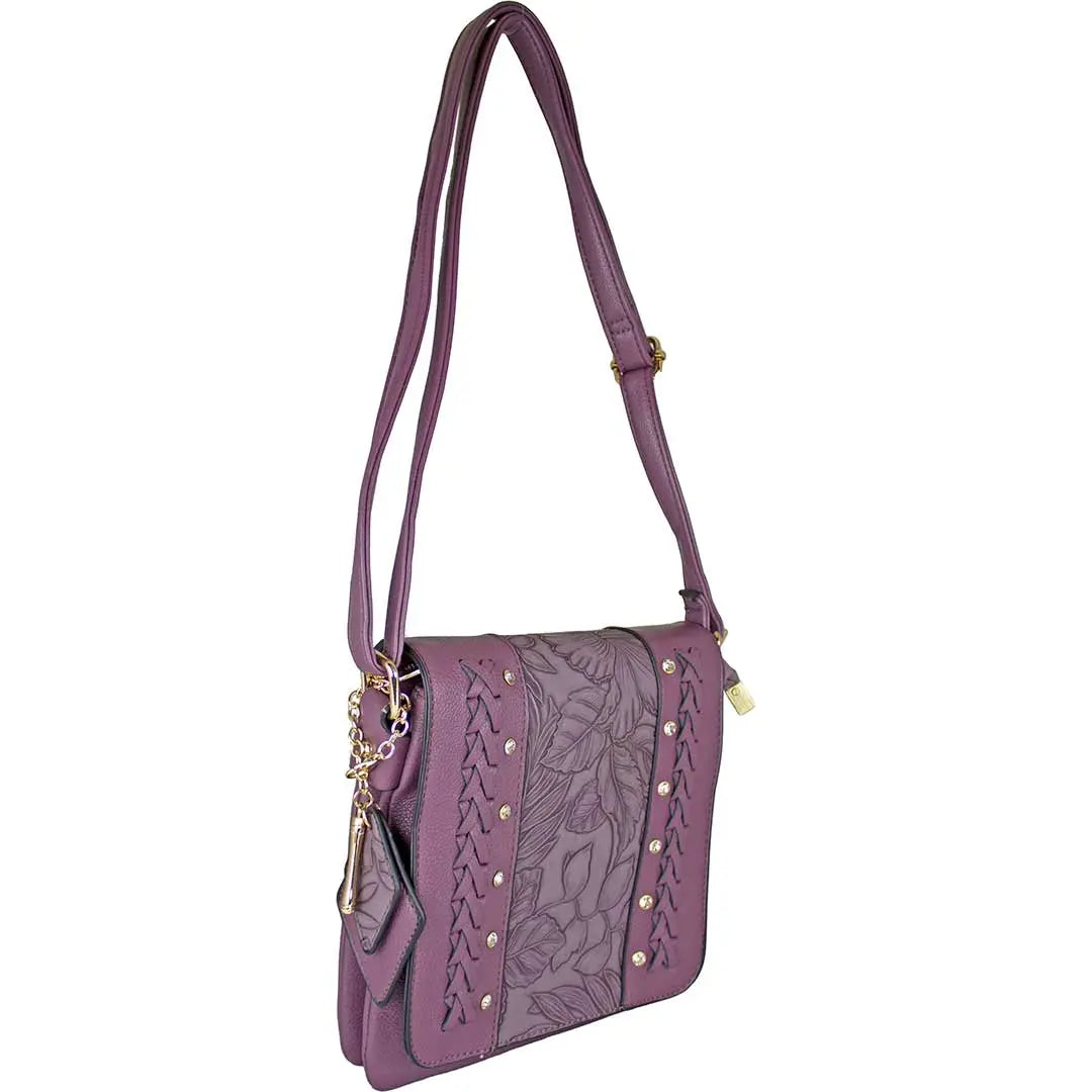 Temptation Italy Floral Embossed Crossbody Bag - Boutique of Leathers/Open Road