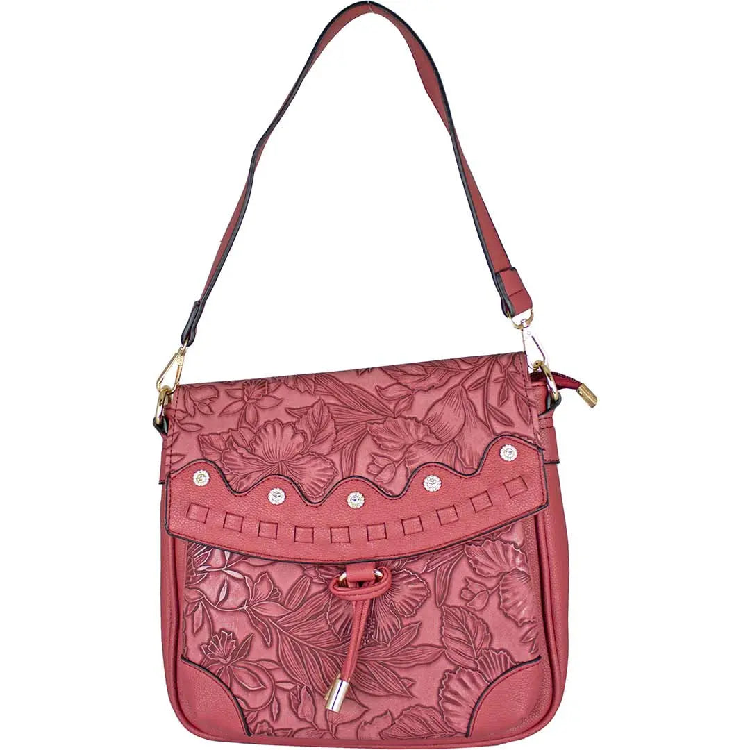 Temptation Italy Floral Embossed Crossbody Satchel - Boutique of Leathers/Open Road