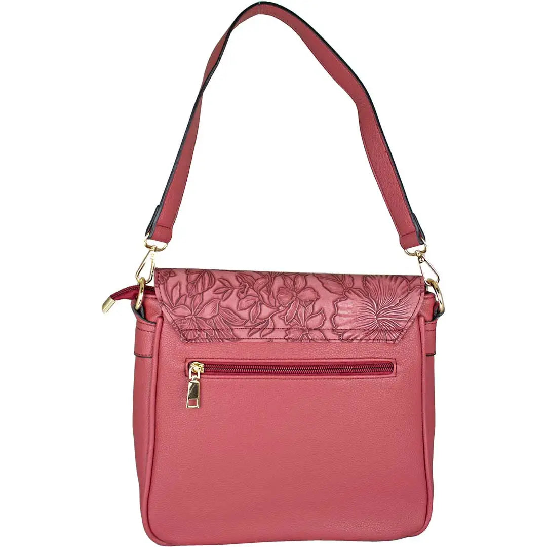 Temptation Italy Floral Embossed Crossbody Satchel - Boutique of Leathers/Open Road