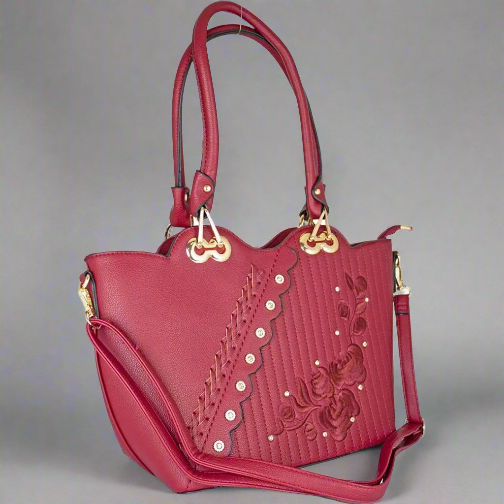 Temptation Italy Floral Embroidered Two Handle Shoulder Bag - Boutique of Leathers/Open Road