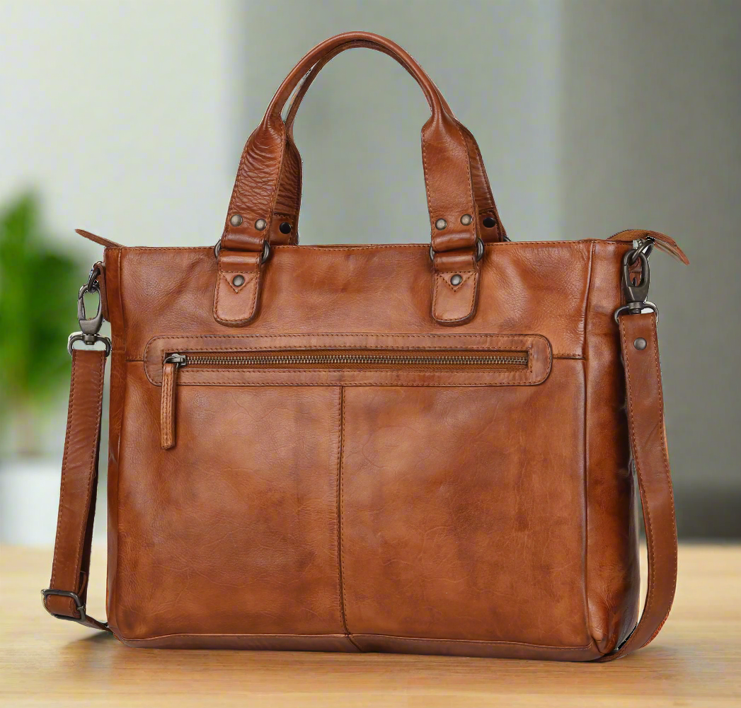 Leather satchel for laptop sale