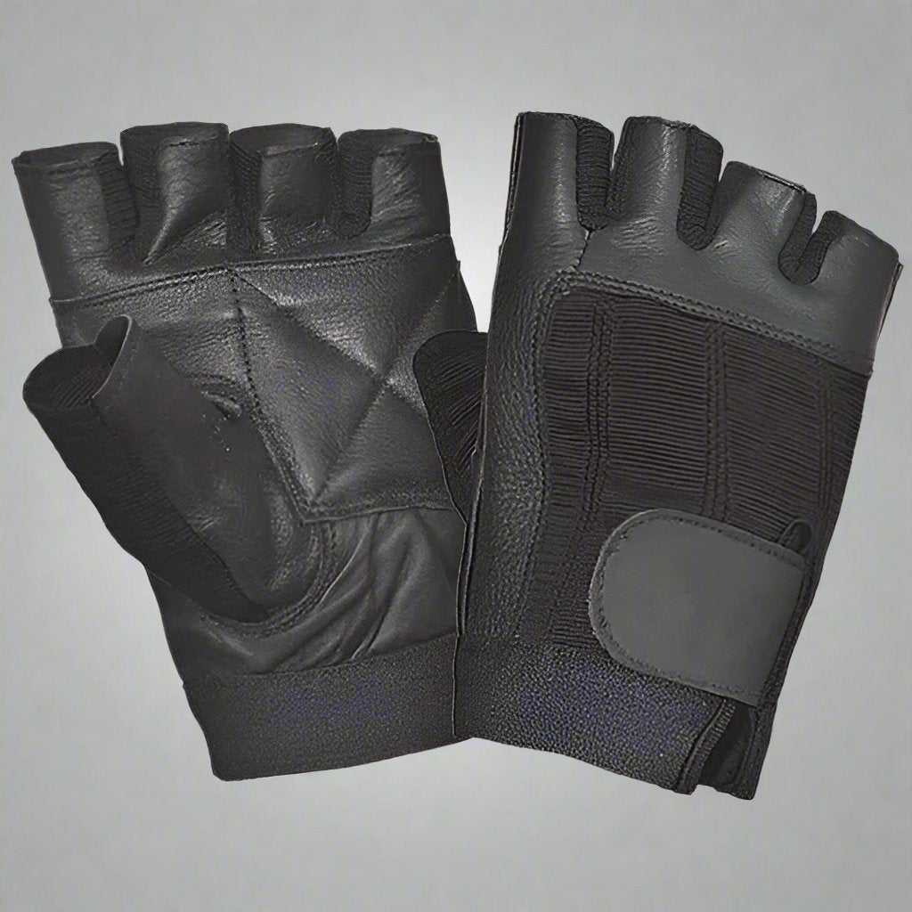 Unik International Leather & Fabric Fingerless Gloves - Boutique of Leathers/Open Road