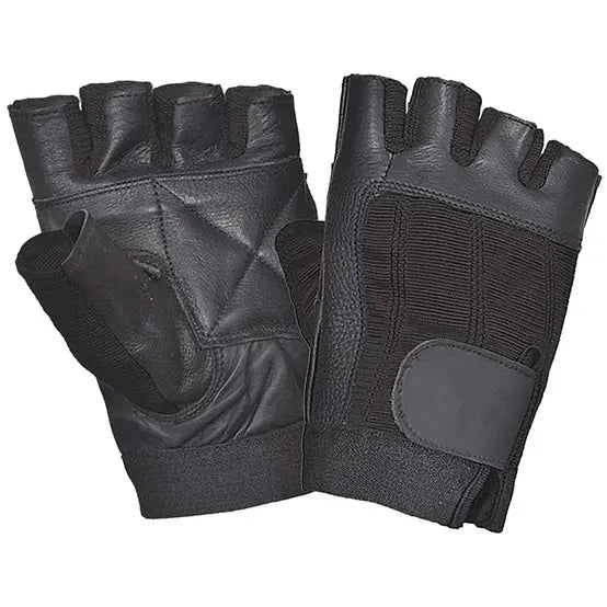 Unik International Leather & Fabric Fingerless Gloves - Boutique of Leathers/Open Road
