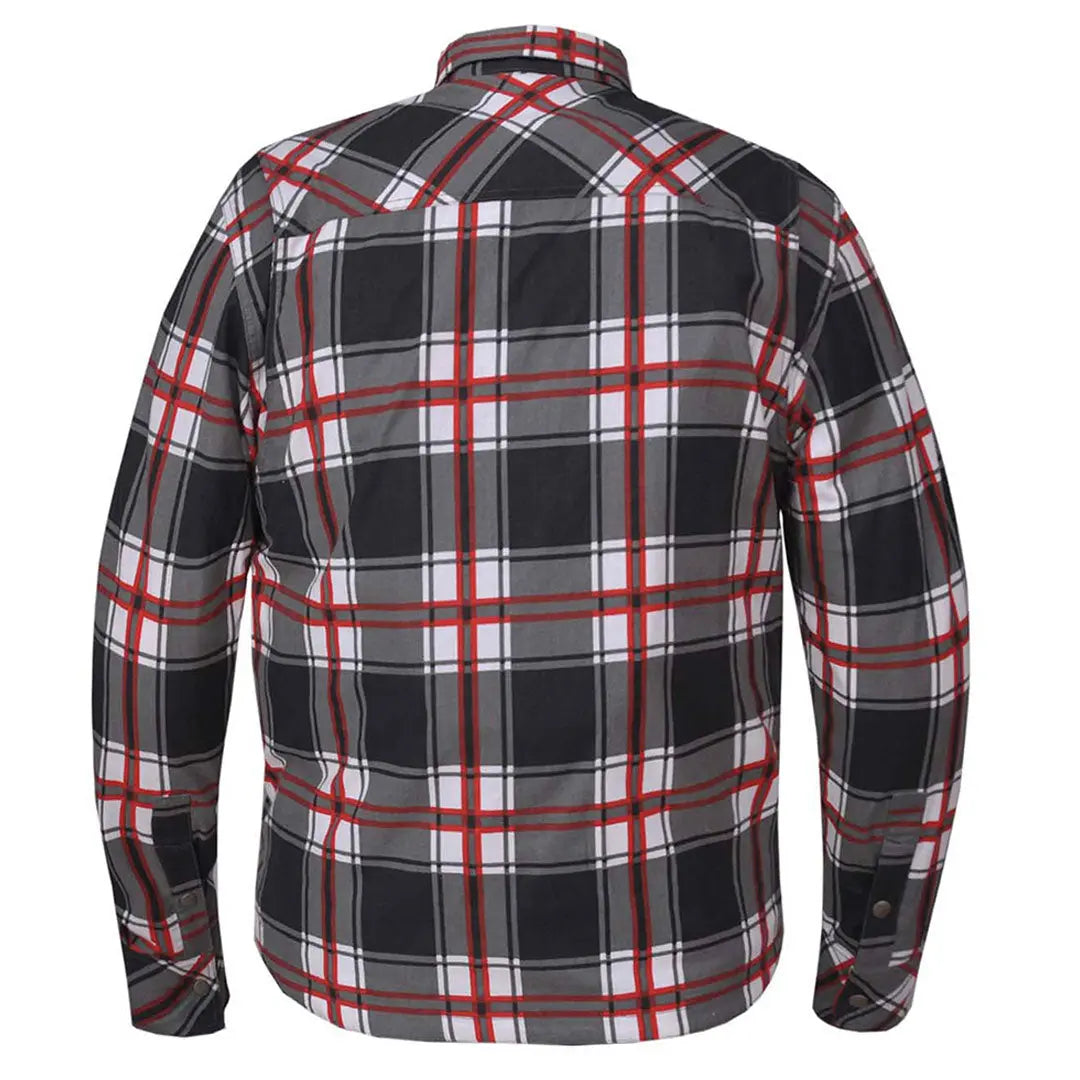 Unik International Men's Red and White Riding Flannel Men's Armoured Shirts Boutique of Leathers/Open Road