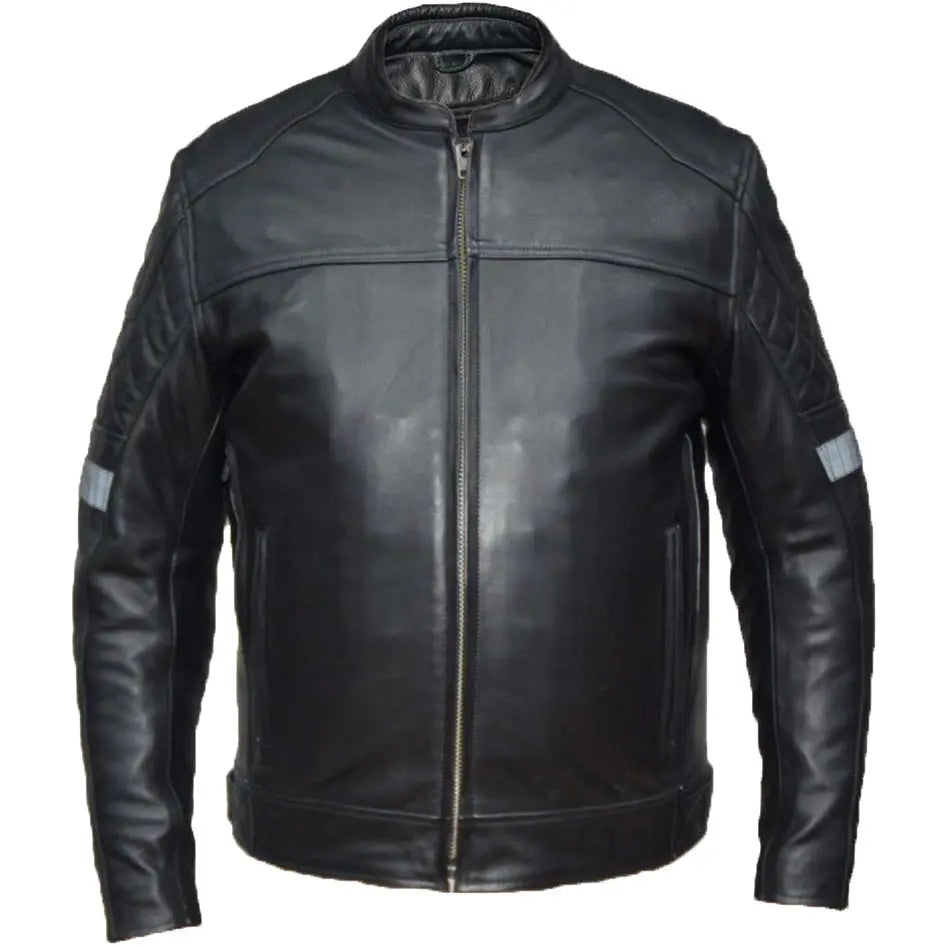 Unik International Men's Reflective Stripe Motorcycle Jacket Men's Motorcycle Jackets Boutique of Leathers/Open Road