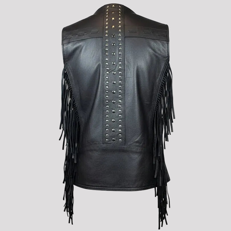 Unik International Women's Studded Fringe Vest - Boutique of Leathers/Open Road