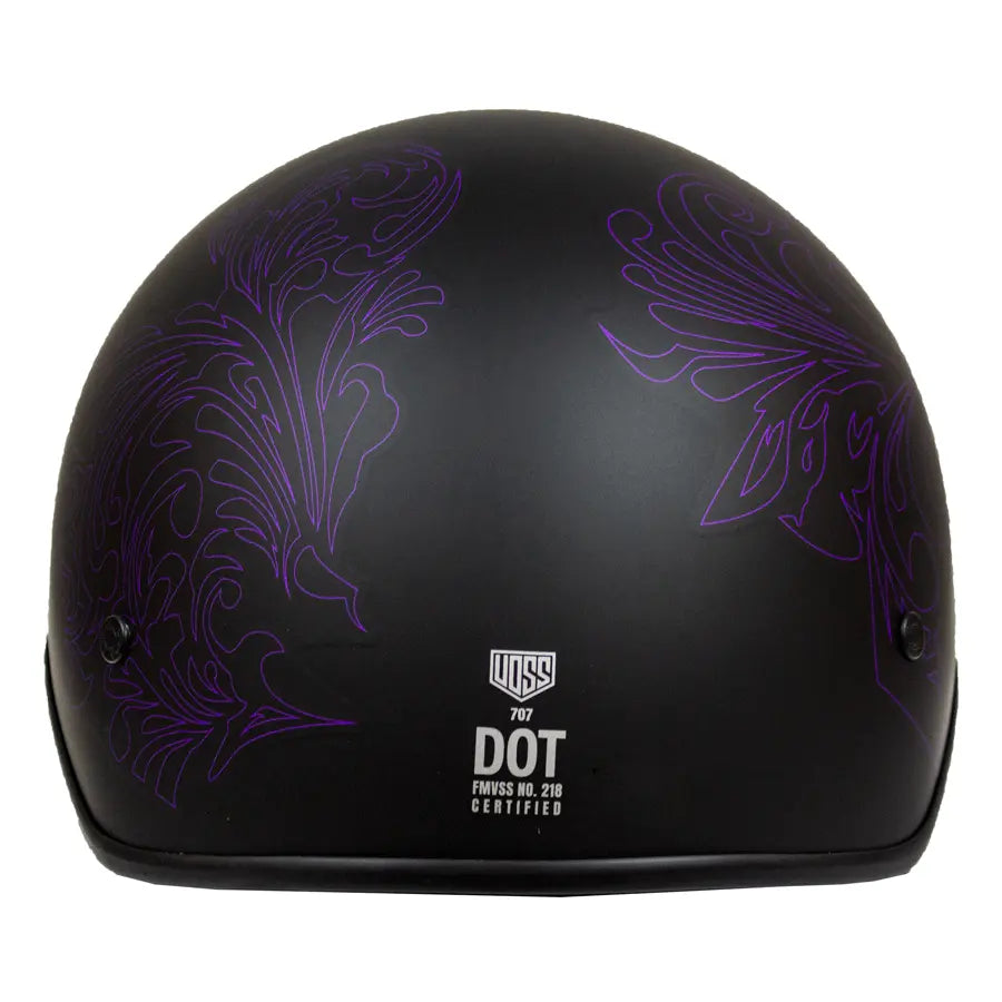 VOSS 707FRP Purple Paisley Half Helmet with Peak Motorcycle Helmets Boutique of Leathers/Open Road