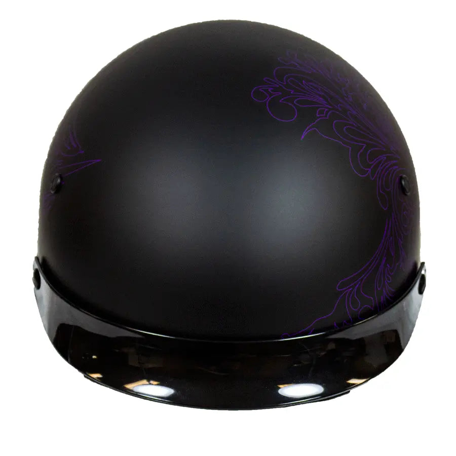 VOSS 707FRP Purple Paisley Half Helmet with Peak Motorcycle Helmets Boutique of Leathers/Open Road