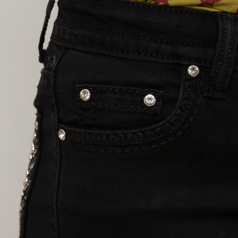 Westfield Eagle Women’s Black Bootcut Bling Jeans. High Waisted Embroidered Western Denim - Boutique of Leathers/Open Road