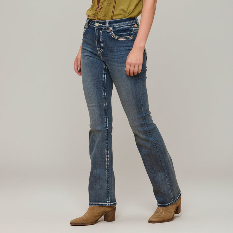 Westfield Eagle Women’s Embroidered Bootcut Jeans. Steerhead Bling Stretch Denim - Boutique of Leathers/Open Road