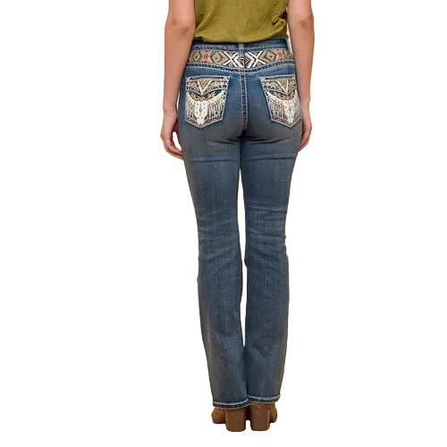 Westfield Eagle Women’s Embroidered Bootcut Jeans. Steerhead Bling Stretch Denim