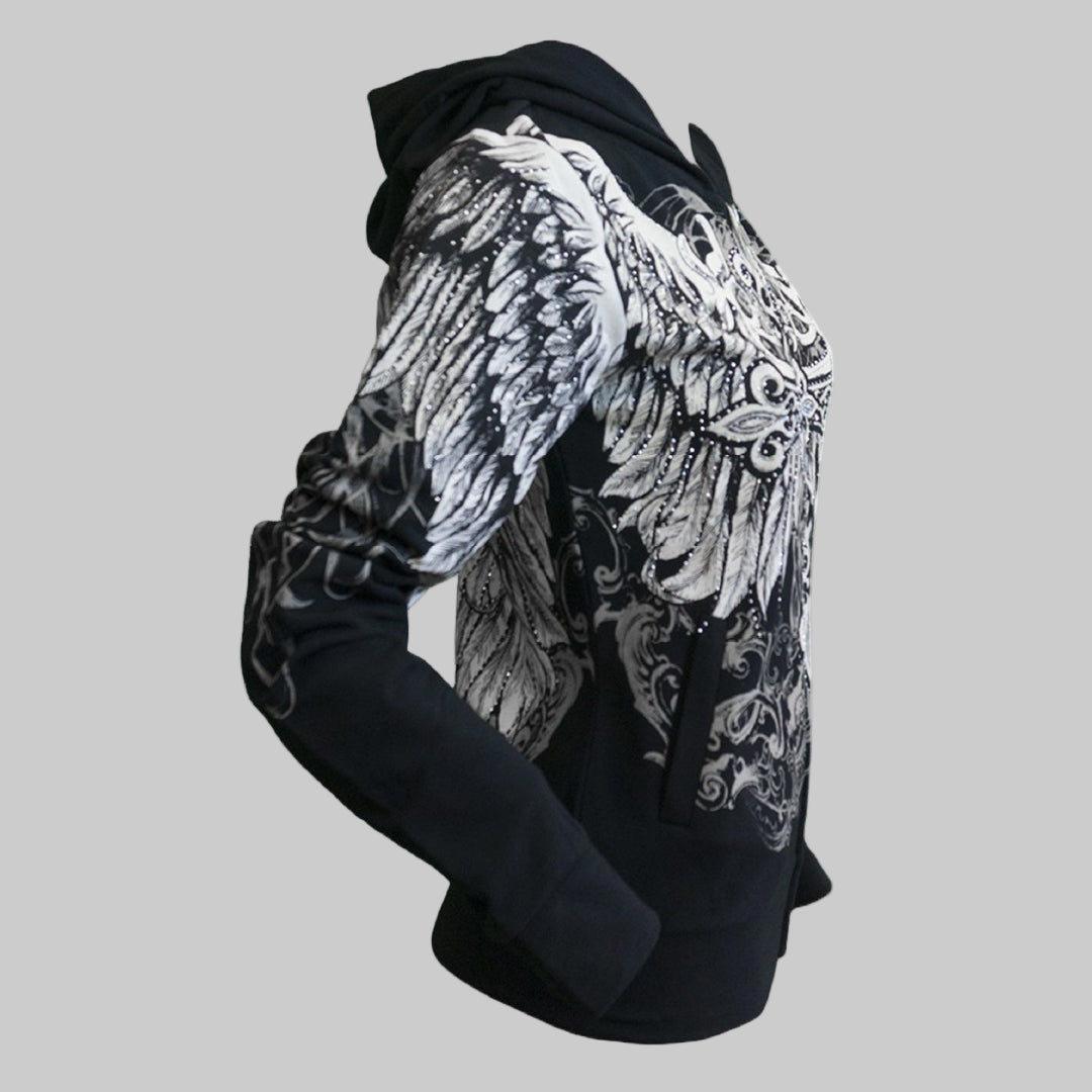 Women's Angel Wings Cross Hoodie - Boutique of Leathers/Open Road