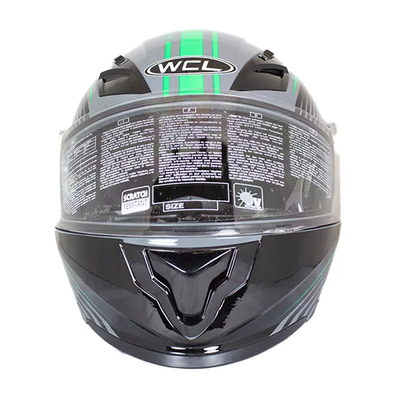 West Coast Leather Black and Green Leather Biker Helmet Motorcycle Helmets Boutique of Leathers/Open Road