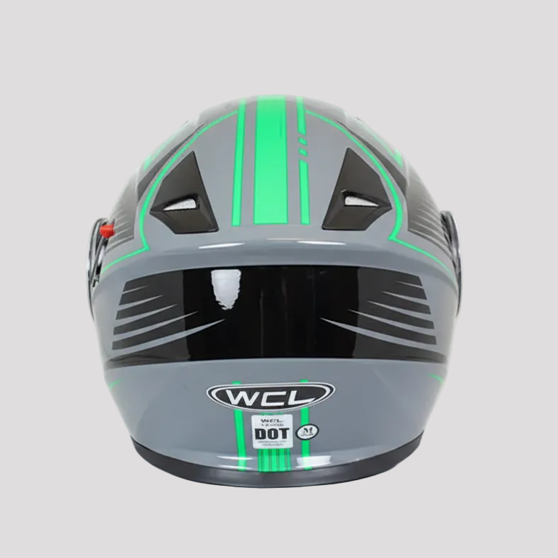 West Coast Leather Black and Green Leather Biker Helmet Motorcycle Helmets Boutique of Leathers/Open Road
