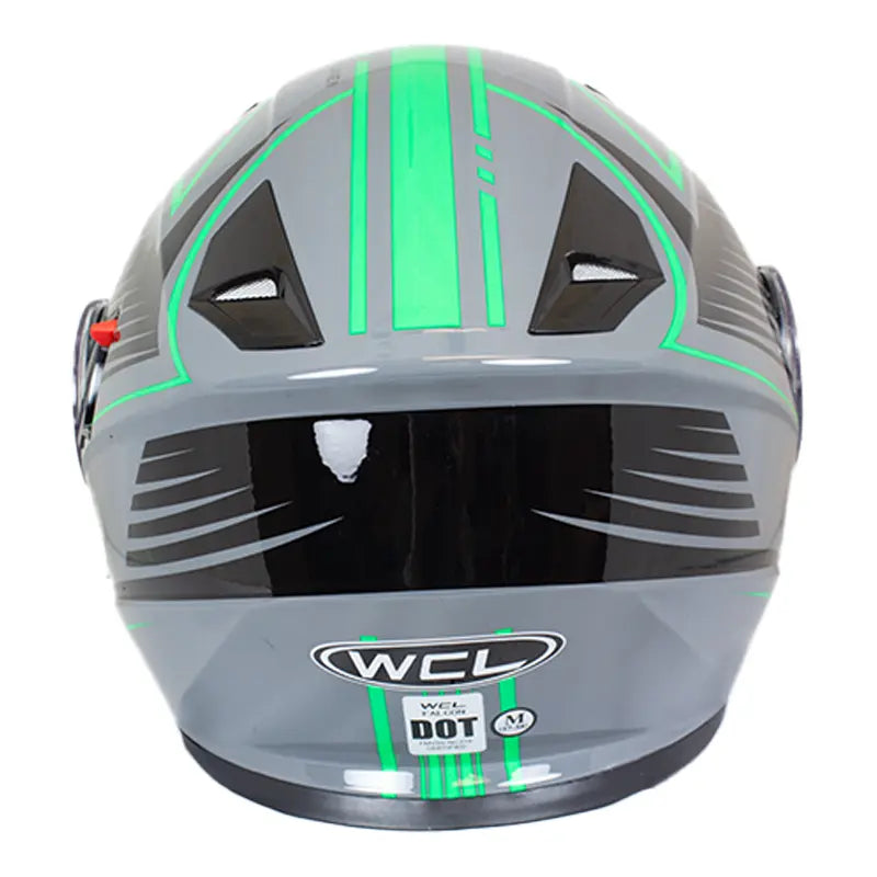 West Coast Leather Black and Green Leather Biker Helmet Motorcycle Helmets Boutique of Leathers/Open Road