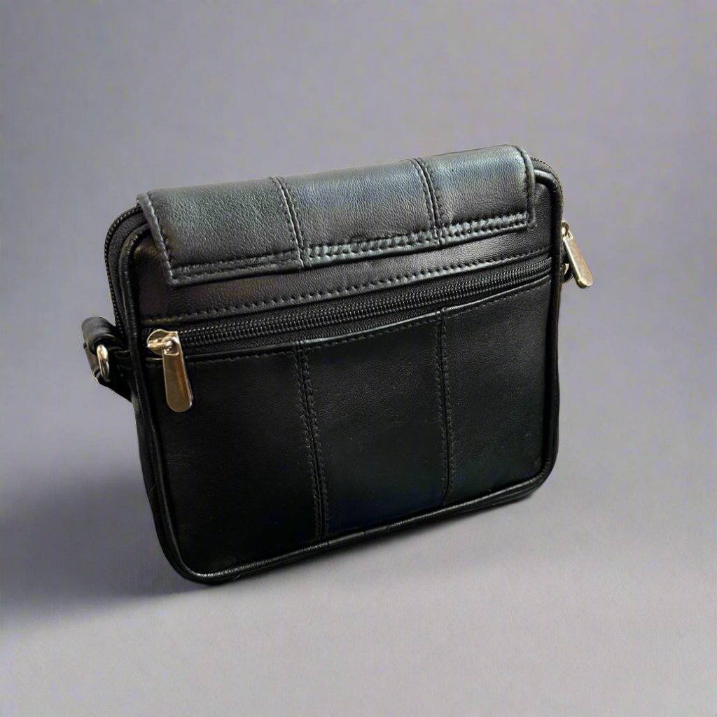 Disco Leather Bag with Double Compartments and Flap Closure - Boutique of Leathers/Open Road