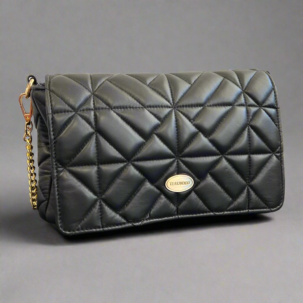 Quilted Soft Leather Crossbody Bag with Chain Strap - Boutique of Leathers/Open Road