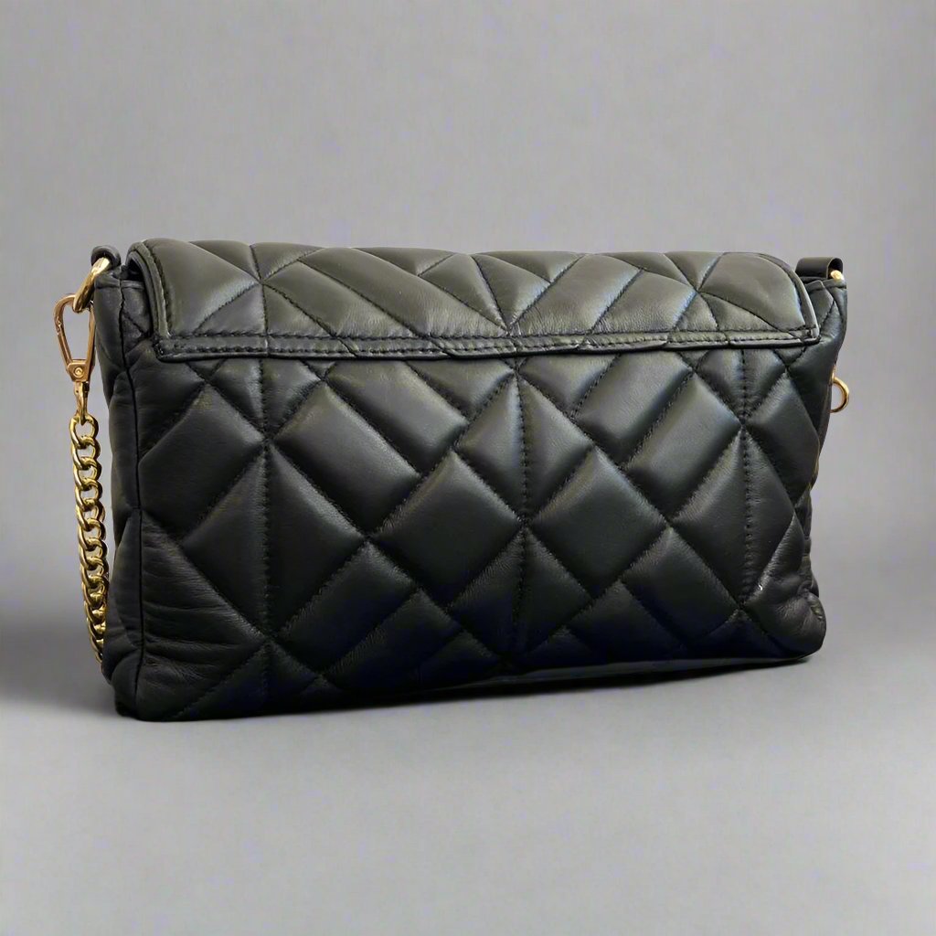 Quilted Soft Leather Crossbody Bag with Chain Strap - Boutique of Leathers/Open Road