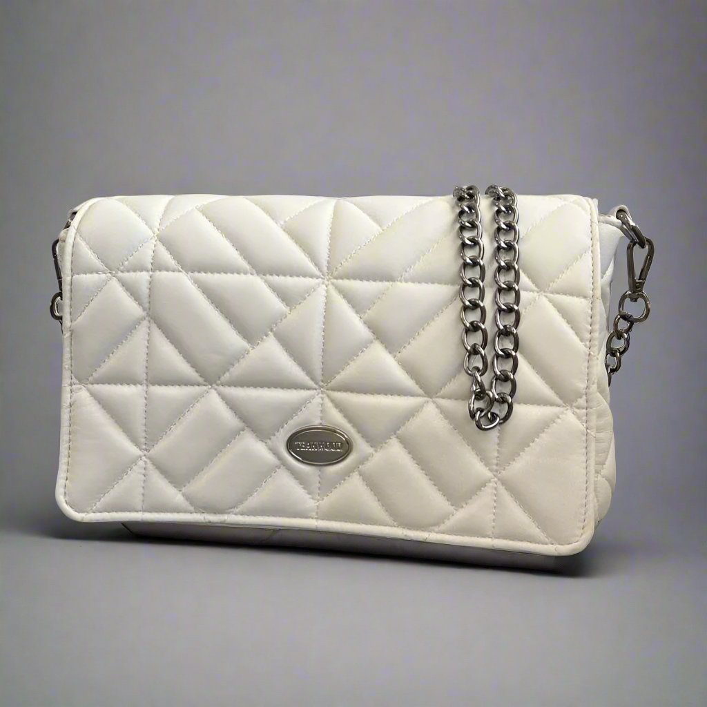 Quilted Soft Leather Crossbody Bag with Chain Strap - Boutique of Leathers/Open Road