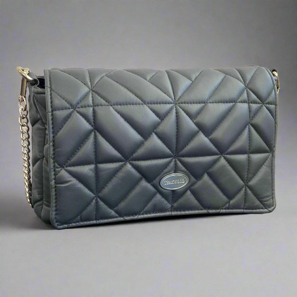 Quilted Soft Leather Crossbody Bag with Chain Strap - Boutique of Leathers/Open Road