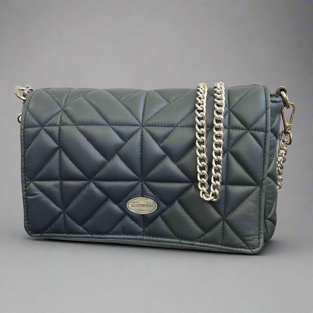 Quilted Soft Leather Crossbody Bag with Chain Strap - Boutique of Leathers/Open Road