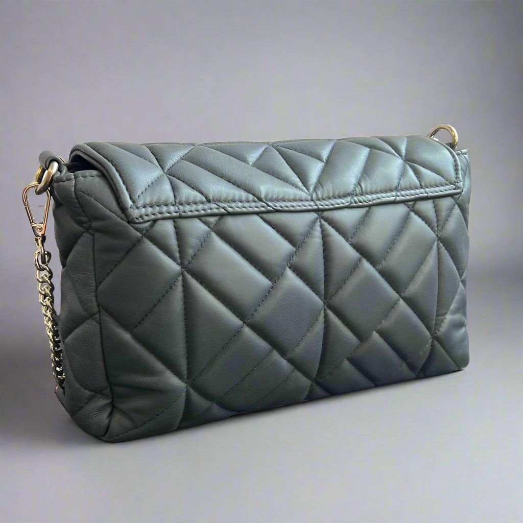 Quilted Soft Leather Crossbody Bag with Chain Strap - Boutique of Leathers/Open Road