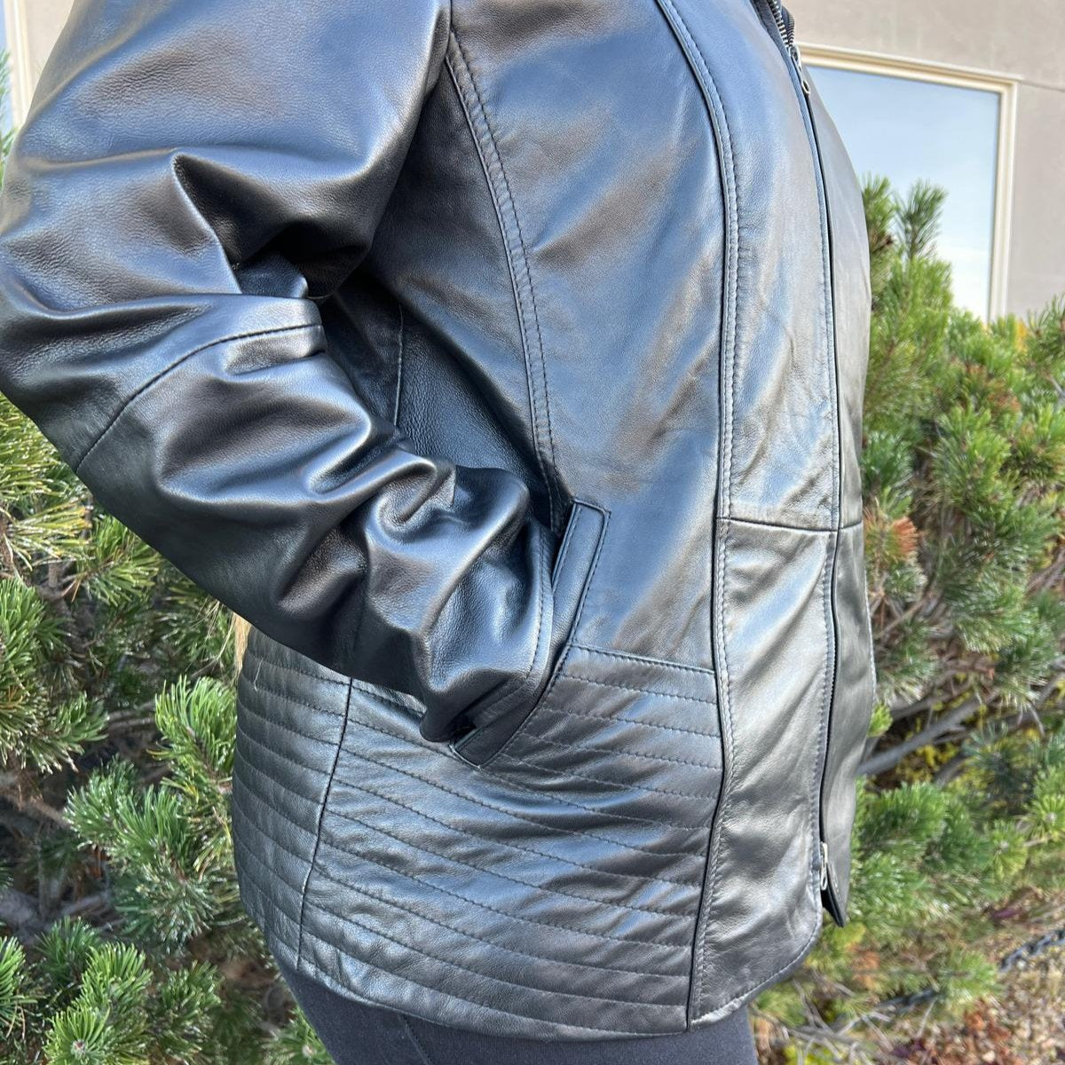 Sheep Leather Jacket with Removable Hood