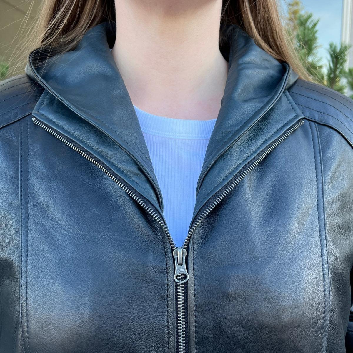 Sheep Leather Jacket with Removable Hood