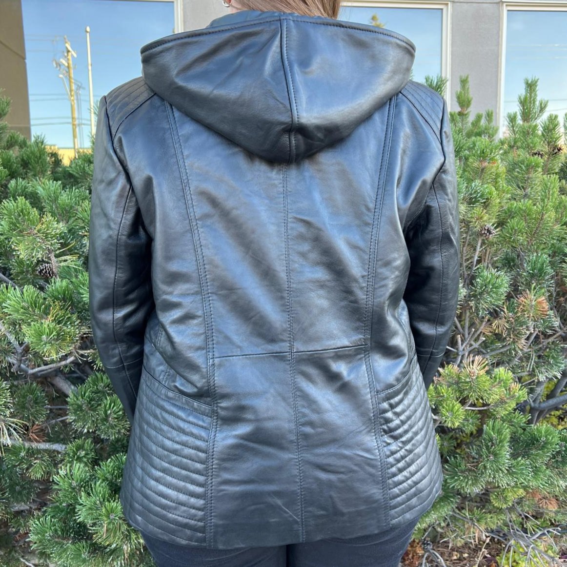 Sheep Leather Jacket with Removable Hood