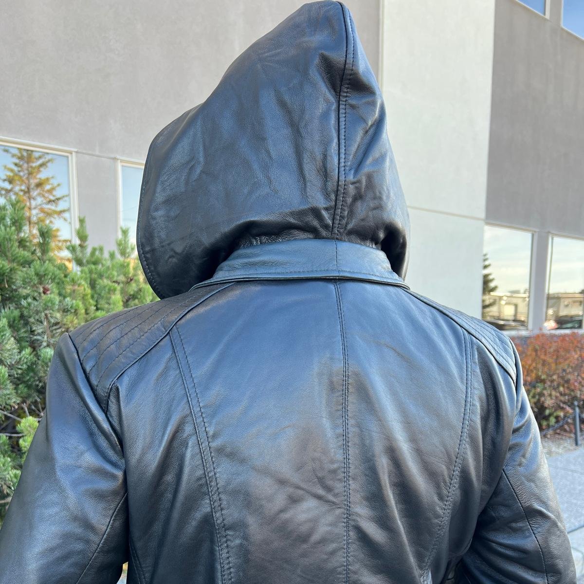 Sheep Leather Jacket with Removable Hood