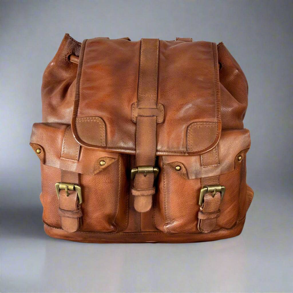 Leather Drawstring Backpack