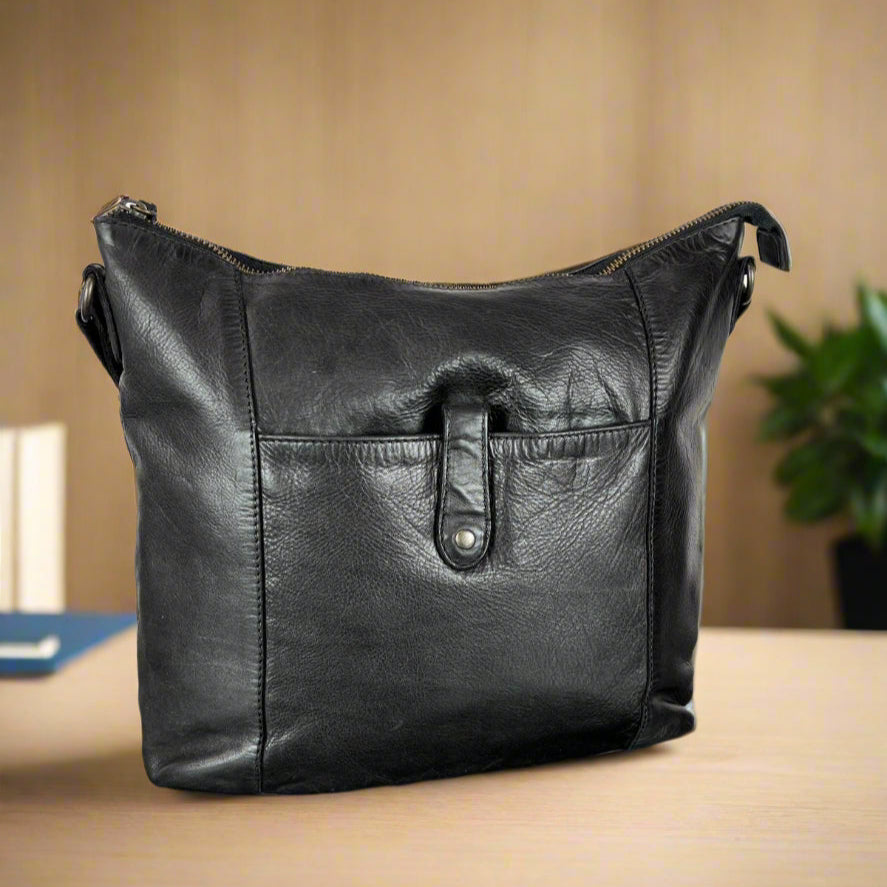 MET Front Snap Leather Handbag