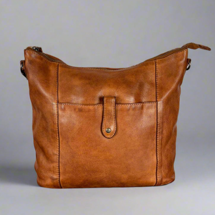 MET Front Snap Leather Handbag