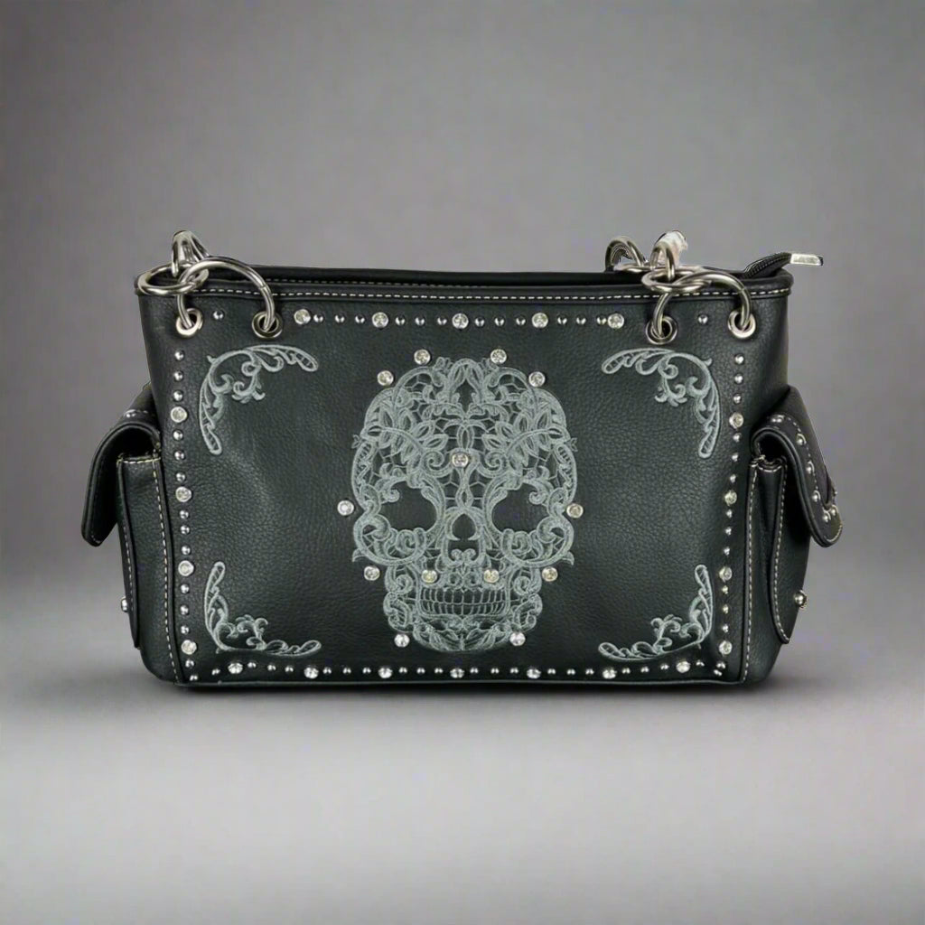 Montana West Sugar Skull Embroidered Handbag