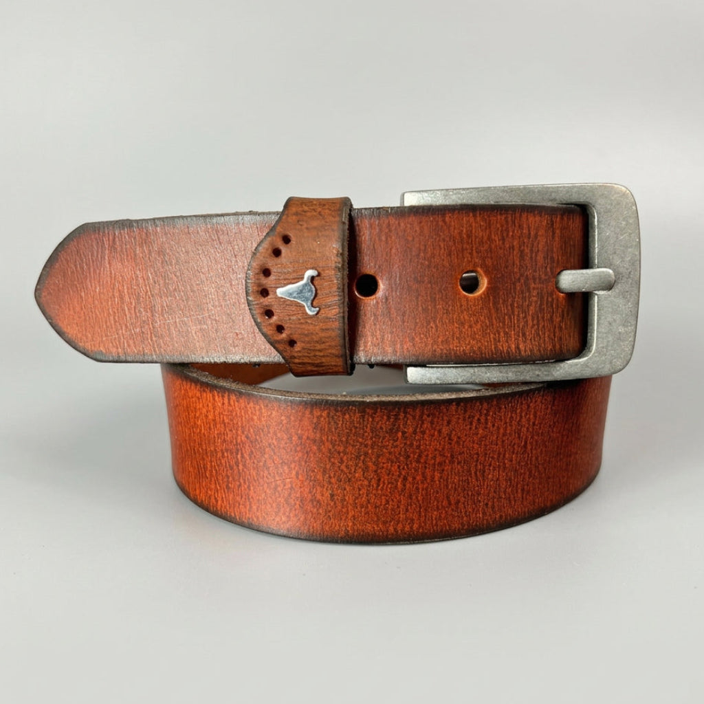 Men's Buffalo Grain Leather Belt - Boutique of Leathers/Open Road