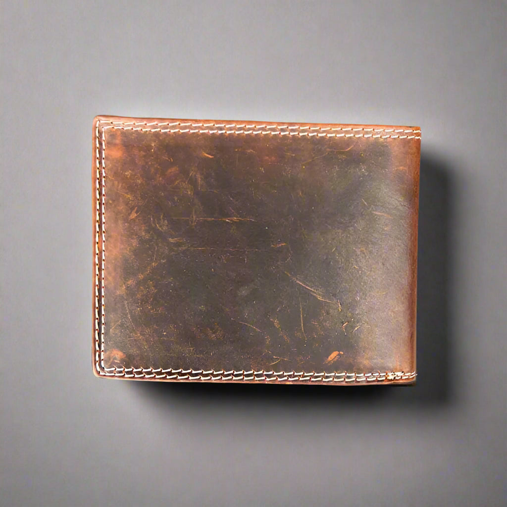 Men’s Steer Embossed Bifold Leather Wallet - Boutique of Leathers/Open Road